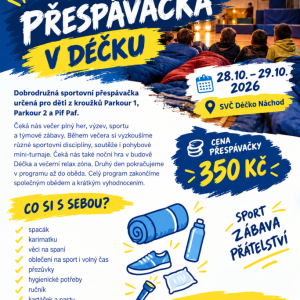Přespávačka PARKOUR + PIFPAF